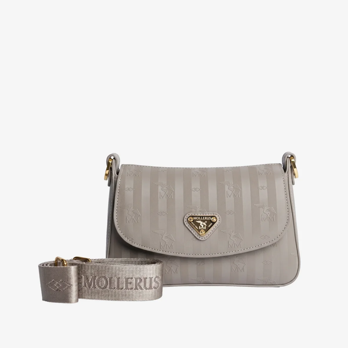 NOVILLE | Umhängetasche taupe grau/gold
